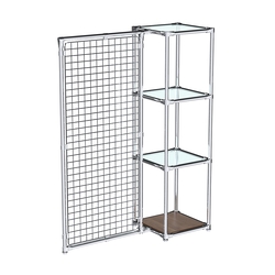 Хромированное вешало ЯЧЕЙКА №1-1 с полками стекло 6мм, Орех