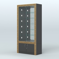 Витрина центральная с декором №ВБА-503С, Черный