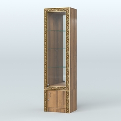 Витрина зеркальная с декором №ВБА-4, Орех