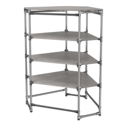 Хромированный стенд Прогресс №3-4 (с полками ДСП 16мм), Бетон Чикаго светло-серый F186 ST9