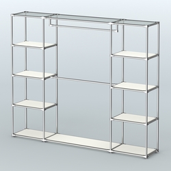 Торговая система ХРОМ без ДСП 2430 мм с полками ДСП и поручнями №3, Белый