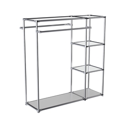 Хромированный стенд-вешало TD-41 №1-4 Хром с полками Зеркало 4мм, Серый