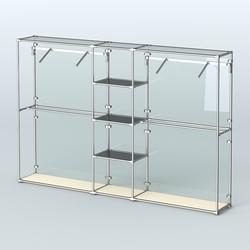 Торговая система ХРОМ (задняя стенка - стекло) 3030 мм с тонированными полками и поручнями №12, Крем Вайс