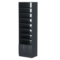 Стеллаж из ДСП с 7-ю полками 400x600 мм серии LEVEL-7 №7-2 (З/C - ЗЕРКАЛО), Антрацит