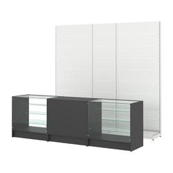 Комплект металлических стеллажей с перфорацией и прилавков ЭК-4, Черный