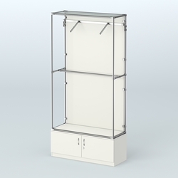 Торговая система ХРОМ (задняя стенка - ДСП) 1200 мм №4-4 с тумбой Т-21 и поручнями, Белый