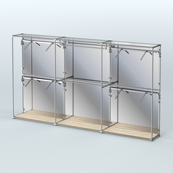 Торговая система ХРОМ (задняя стенка - зеркало) 3600 мм с поручнями №2, Дуб Сонома