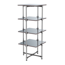 Хромированный стенд Прогресс №2-5 (с полками Зеркало 4мм), Ясень Анкор темный