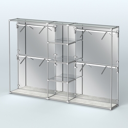 Торговая система ХРОМ (задняя стенка - зеркало) 3600 мм с зеркальными полками и поручнями №8, Метрополитан Грей