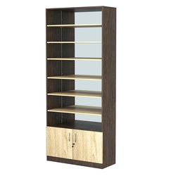 Стеллаж из ДСП с 6-ю полками 400x900 мм серии LEVEL-6 №14-2 (З/C - ЗЕРКАЛО), Дуб Венге + Дуб Сонома