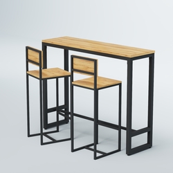 Комплект барный стол "Кофе-брейк" №9 и стулья, Дуб Золотистый