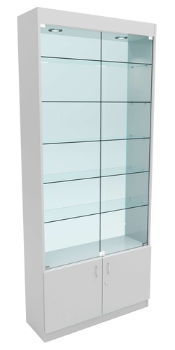 Стеклянная витрина серии Эконом № 300-2-5 (задняя стенка Стекло), Серый