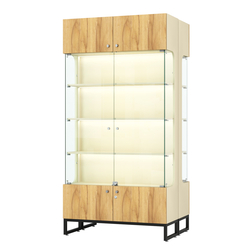 Витрина Монти №5-П двусторонняя, Крем Вайс и Дуб Золотистый