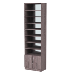 Стеллаж из ДСП с 8-ю полками 350x600 мм серии LEVEL-8 №6-2 (З/C - ЗЕРКАЛО), Ясень Анкор темный