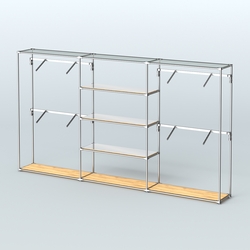 Торговая система ХРОМ без ДСП 3600 мм с зеркальными полками и поручнями №5, Дуб Золотистый