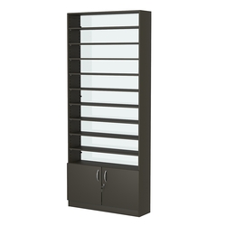 Стеллаж из ДСП с 9-ю полками 250x900 мм серии LEVEL-9 №11-1 (З/C - СТЕКЛО), Черный