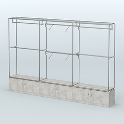 Торговая система ХРОМ без ДСП 3600 мм №5 с тумбами Т-21 и поручнями, Метрополитан Грей