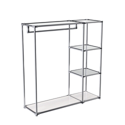 Хромированный стенд-вешало TD-40 №1-4 Хром с полкой Зеркало 4мм, Ясень Анкор светлый - U31104