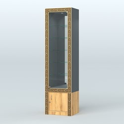 Витрина с декором и верхней подсветкой №ВБА-504, Темно-Серый  + Дуб Золотистый