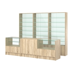 Комплект витрин с наклонными полками SL-6 №12-1 и прилавков ЭК-3, Дуб сонома