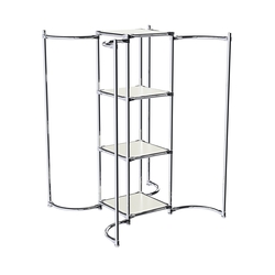 Хромированное вешало ВОЛНА №4-3 с полками ДСП 16мм, Белый