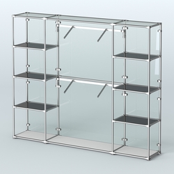 Торговая система ХРОМ (задняя стенка - стекло) 2430 мм с тонированными полками и поручнями №7, Серый