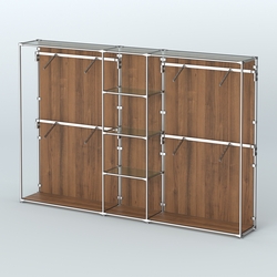 Торговая система ХРОМ (задняя стенка - ДСП) 3030 мм с прозрачными полками и поручнями №8, Орех