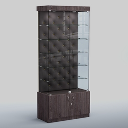 Высокая стеклянная витрина КАПИТОНЕ №501, Ясень темный+16 G