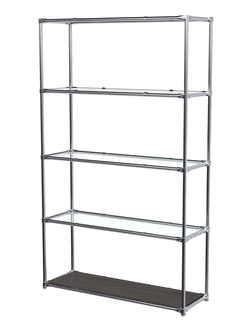 Торговый хромированный стеллаж с прозрачными полками №4, Грейвуд
