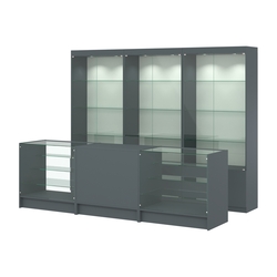 Комплект витрин ЭК-01 и прилавков ЭК-4, Темно-Серый