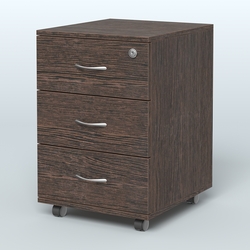 Тумба мобильная с 3 ящиками и замком Индиго Вуд, цвет дуб светлый + белый, Дуб Венге