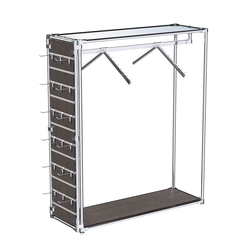 Хромированный стенд-вешало ETD-12 №1-4 (торец-ЭП) с полкой Зеркало 4мм, Дуб Венге