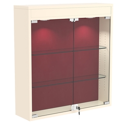 Настенная витрина с бархатом серии БАРОН №1-3А (две полки), Крем Вайс + 07 Red