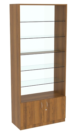 Витрина СЭСП-О №1-400 (З/C - Стекло) со стеклянными полками, Орех