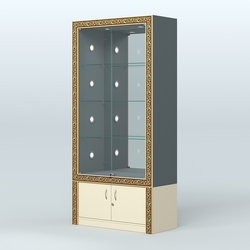 Витрина выставочная с декором №ВБА-3С, Темно-серый и Крем Вайс U2601-U2236