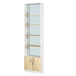 Стеллаж из ДСП с 4-мя полками 150x600 мм серии LEVEL-4 №2-2 (З/C - ЗЕРКАЛО), Белый + Дуб Сонома