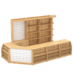 Комплект кассовой зоны с стеллажами под кофемашину большой №3, Дуб Золотистый