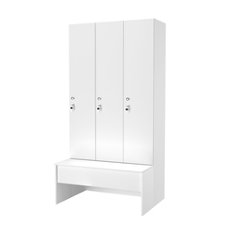 Шкаф для раздевалок со скамейкой КОМБО-Соло №3-1, Белый