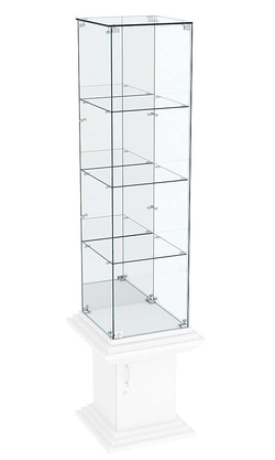 Витрина стаканчик с тремя полками и зеркалом КОЛОСС №8, Белый