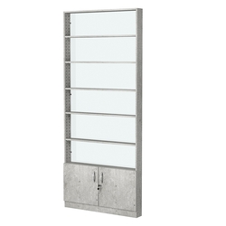 Стеллаж из ДСП с 5-ю полками 100x900 мм серии LEVEL-5 №8-1 (З/C - СТЕКЛО), Метрополитан Грей