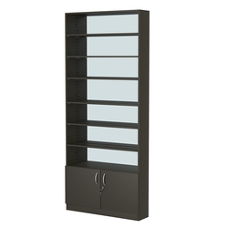 Стеллаж из ДСП с 6-ю полками 200x900 мм серии LEVEL-6 №10-2 (З/C - ЗЕРКАЛО), Черный