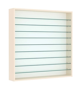 Витрина настенная №4-5Г открытая с девятью прозрачными полками, Крем Вайс