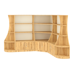 Угловой низкий стеллаж ГАРАНТ №2, Дуб Золотистый и Крем Вайс