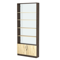 Стеллаж из ДСП с 4-мя полками 200x900 мм серии LEVEL-4 №10-1 (З/C - СТЕКЛО), Дуб Венге + Дуб Сонома