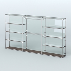 Торговая система ХРОМ (задняя стенка - стекло) 3600 мм с зеркальными полками и поручнями №1, Дуб Венге