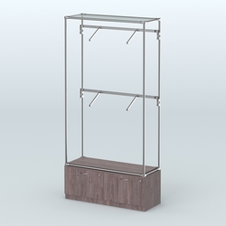 Торговая система ХРОМ без ДСП 1200 мм №3-3 с тумбой Т-15 и поручнями, Ясень Анкор темный