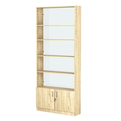 Стеллаж из ДСП с 4-мя полками 250x900 мм серии LEVEL-4 №11-1 (З/C - СТЕКЛО), Дуб Сонома