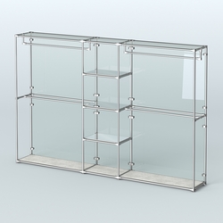 Торговая система ХРОМ (задняя стенка - стекло) 3600 мм с зеркальными полками и поручнями №4, Метрополитан Грей