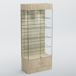 Витрина СЕТЬ №2-П с экономпанелью и полками, Дуб Сонома