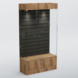 Витрина СЕТЬ №1 с экономпанелью, Дуб Канзас Коричнерый + черный